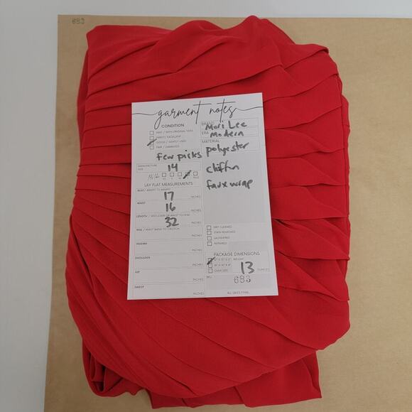 Mori Lee Strapless Red Dress Faux Wrap Chiffon 14 683 - Picture 16 of 16